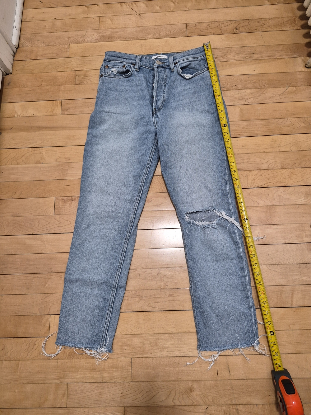 RE/DONE Distressed Cropped Jeans | Light Wash | Straight Leg